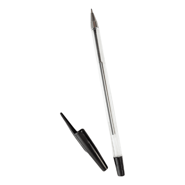Ручка шариковая 0,5 мм ЧЕРНАЯ, корпус ПРОЗРАЧНЫЙ типа Бейфы