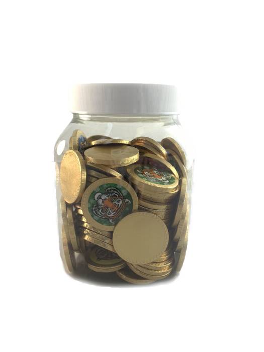 Шоколадные монеты в банке ЦВЕТНЫЕ 6г (100 шт.упак)