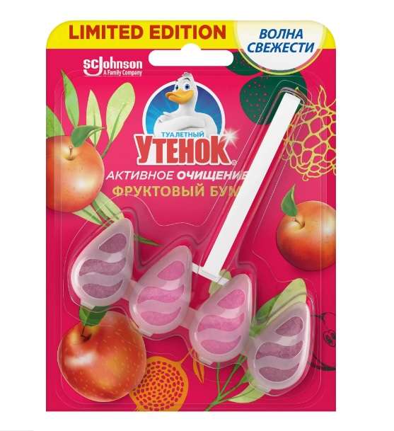 Блок подвесной для унитаза "Туалетный Утенок" 38,6г, Фруктовый бум