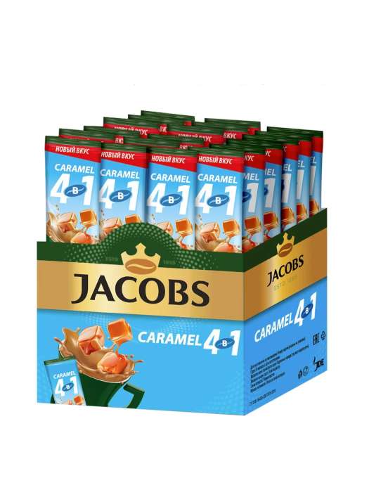 Кофе "Jacobs" 4в1 растворимый 12г Карамель