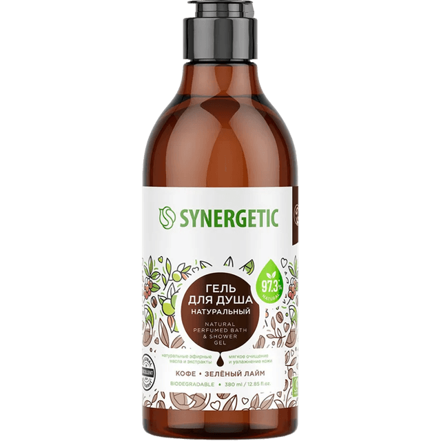 Гель для душа 380 мл SYNERGETIC, Кофе и зеленый лайм