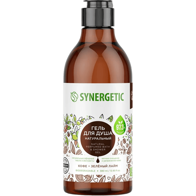 Гель для душа 380 мл SYNERGETIC, Кофе и зеленый лайм
