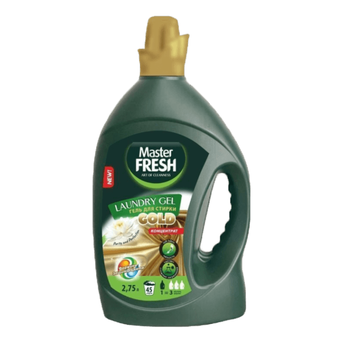 Гель для стирки белья 2,75 л "Master FRESH" GOLD КОНЦЕНТРАТ 45 стирок, Формула защиты ткани "UNIVERSAL"