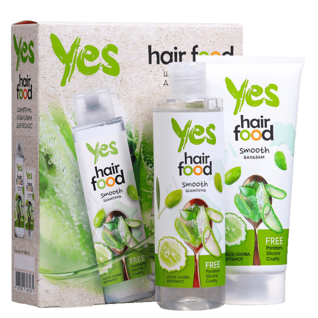 Подарочный набор "YES" Hair Food: Шампунь для волос 250 мл + бальзам для волос 180 мл