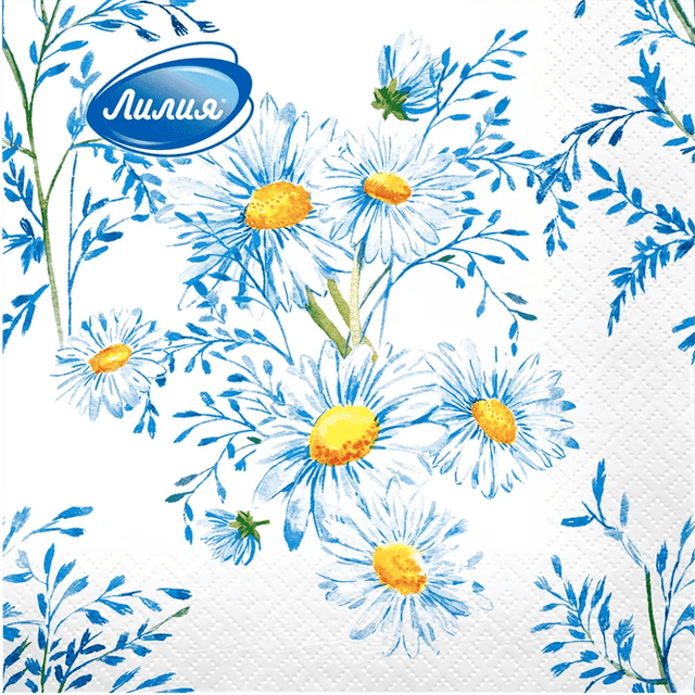Салфетка бумажная 2-х/двухслойная 33*33 "Лилия" Цветные с рисунком (20 Лист.пач), Прелесть