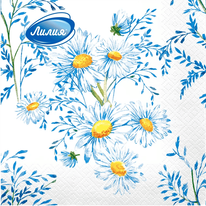 Салфетка бумажная 2-х/двухслойная 33*33 "Лилия" Цветные с рисунком (20 Лист.пач), Прелесть