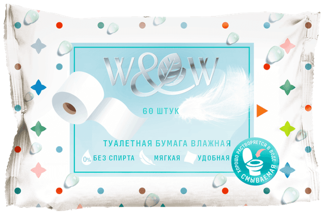 Влажная туалетная бумага W&W (60 шт.упак)