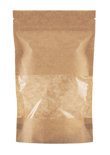 Пакет Дой-пак 105*150 "30+30" мм бумажный с окном 40 мм zip-lock КРАФТ