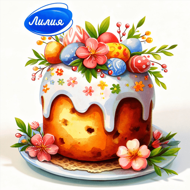 Салфетка бумажная 2-х/двухслойная 33*33 "Лилия" Пасхальный декор (20 лист.пач), Кулич