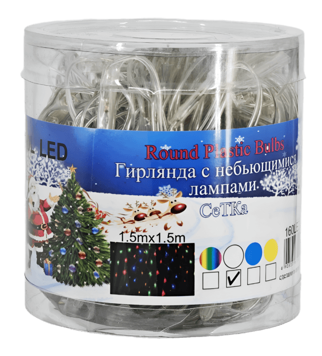 Гирлянда "СЕТКА" 1,5*1,5 м, 160 L Ассорти