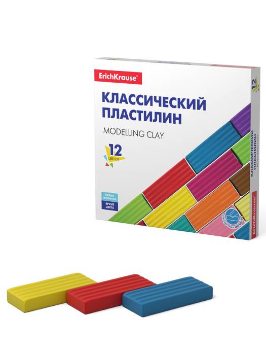 Пластилин 12 цветов 192 г ErichKrause, в картонной упаковке