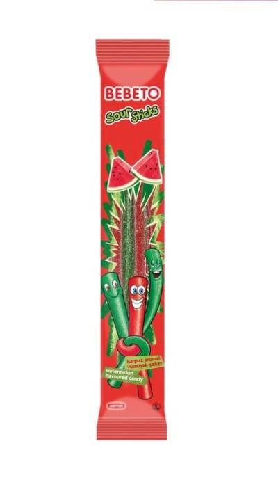 Мармелад "BEBETO" Sour Sticks 35г Soft Candy (24 шт.упак), Арбуз
