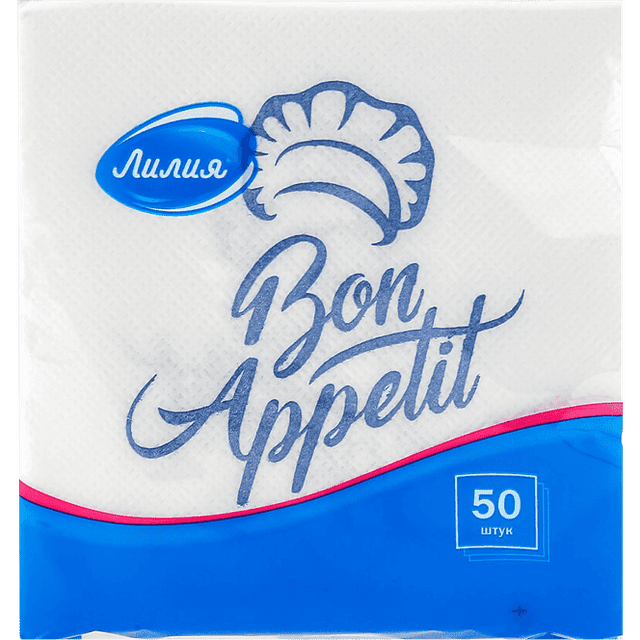 Салфетка бумажная 1/однослойная 24*24 "Лилия" Бон аппетит (50 лист.пач)