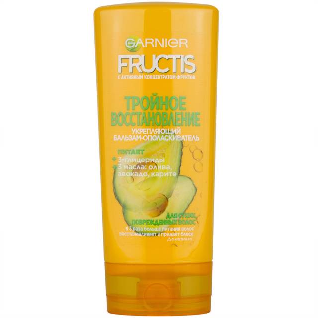 Бальзам для волос 200 мл "Garnier FRUCTIS" Тройное восстановление, 3 масла, сухие и поврежденные волосы