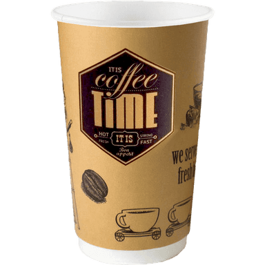 Стакан бумажный 400 мл. "Кофе тайм" D-90 Двухслойный В