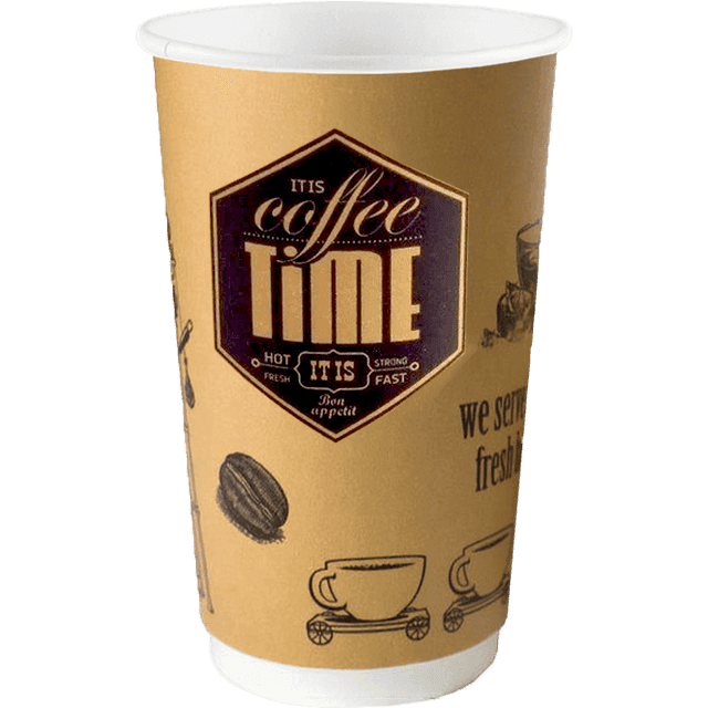 Стакан бумажный 400 мл. "Кофе тайм" D-90 Двухслойный В