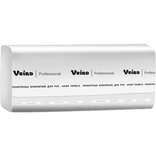 Полотенце бумажное 2х/двухслойная Veiro Professional Lite, Z сл. Белое (190 лист.упак)