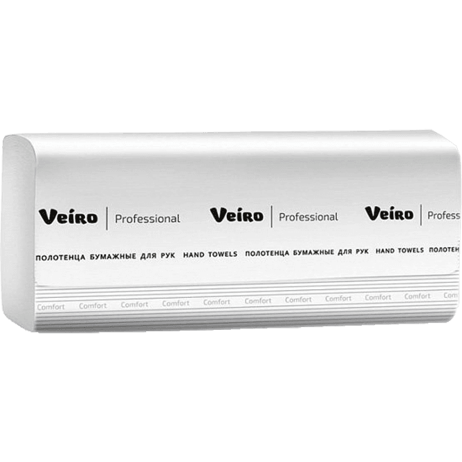 Полотенце бумажное 2х/двухслойная Veiro Professional Lite, Z сл. Белое (190 лист.упак)
