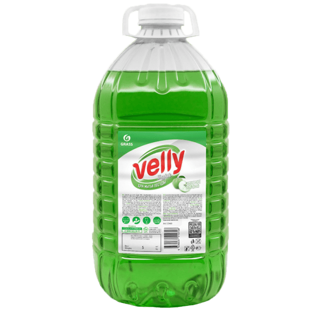 Средство для мытья посуды 5 л Velly Light Зеленое яблоко Grass