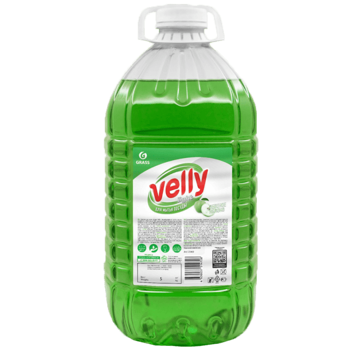 Средство для мытья посуды 5 л Velly Light Зеленое яблоко Grass