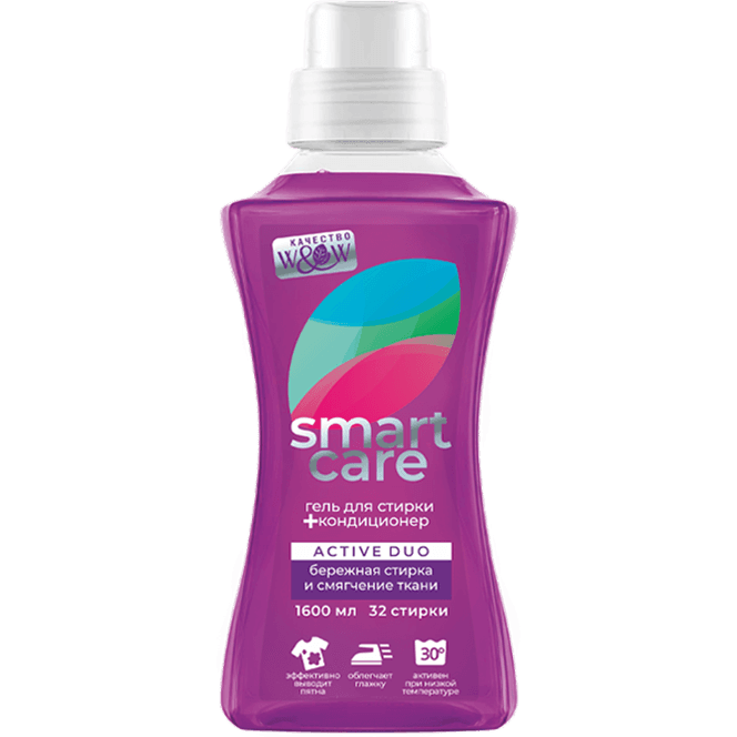 Гель для стирки 1,6 л W&W Smart care Active DUO, универсальный, концентрированный