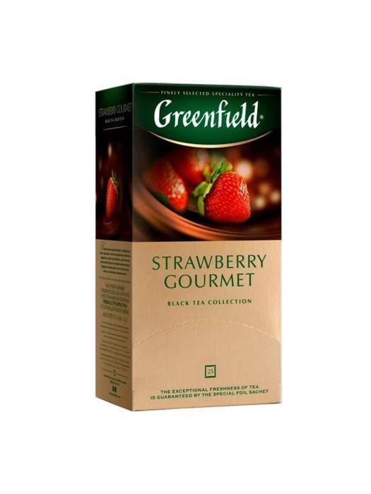 Чай 25 пакетиков, "Greenfield", STRAWBERRY GOURMET/Черный/Клубника