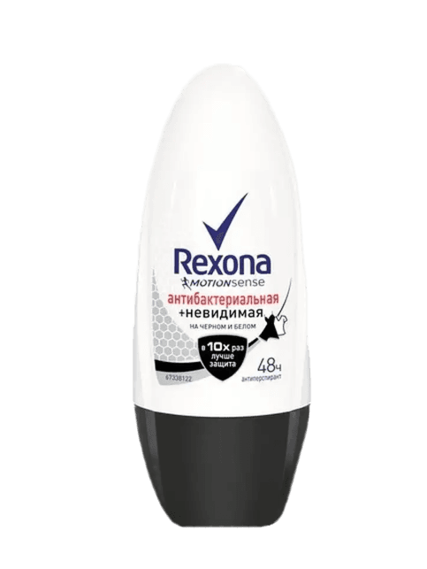 Дезодорант шариковый 50 мл "Rexona" ЖЕНСКИЙ, Антибактериальный, невидимый на черном и белом