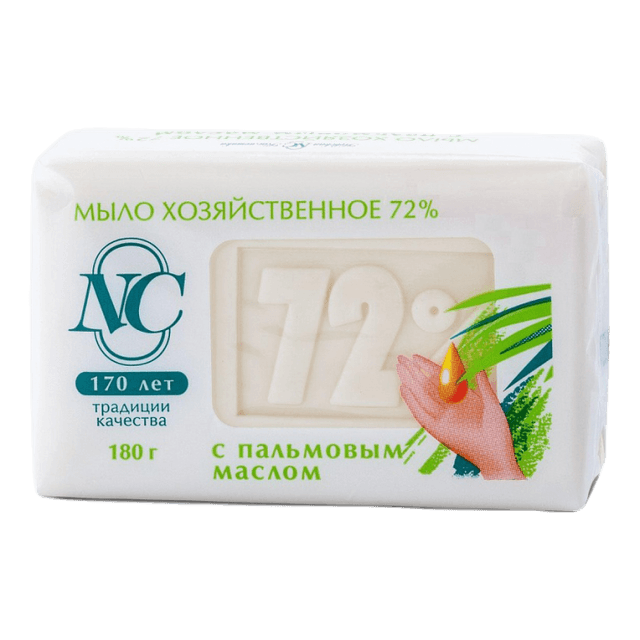 Мыло кусковое хозяйственное 180 г 72% НК, С пальмовым маслом