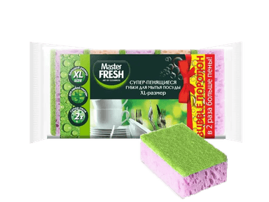 Губки для мытья посуды Master FRESH XL bubble -поролон, суперпенящая (5 шт.упак)