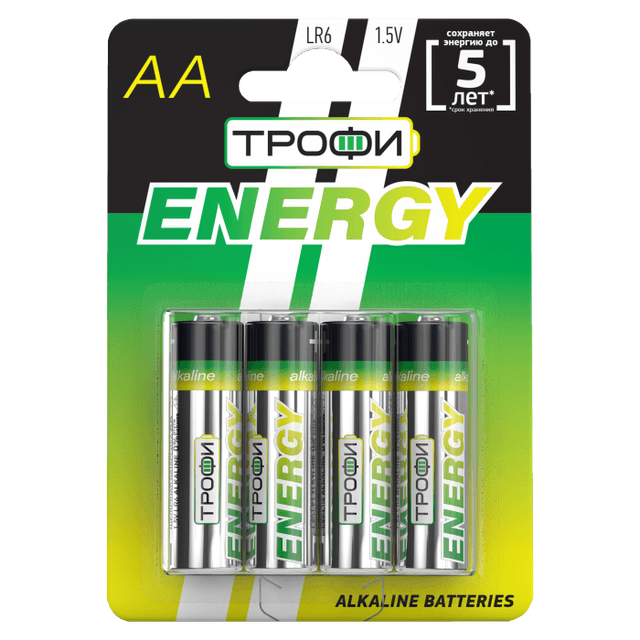 Батарейка пальчик Трофи ENERGY алкалиновые