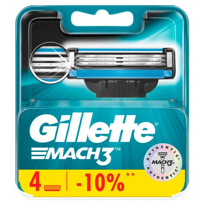 Сменные Кассеты "Gillette" Mach3, 4 шт.