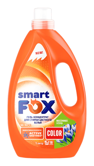 Гель-концентрат для стирки белья 1 л SMART FOX, COLOR Весеннее утро