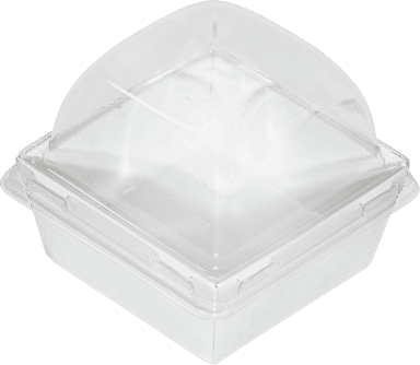 Контейнер бумажный универсальный 300 мл 85*85*85 мм SMART PACK Dome Lid БЕЛЫЙ + крышка ForGenika КОМПЛЕКТ