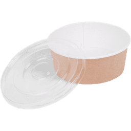 Контейнер/салатник/супница бумажный круглый 750 мл КРАФТ OSQ Round Bowl D-150 мм + крышка КОМПЛЕКТ