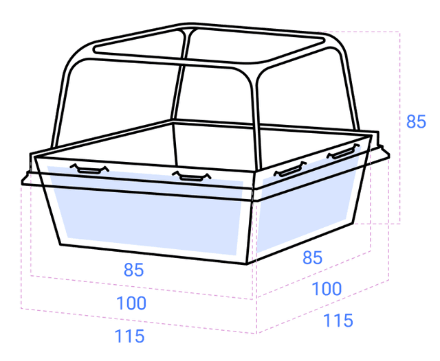 Контейнер бумажный универсальный 300 мл 85*85*85 мм SMART PACK Dome Lid БЕЛЫЙ + крышка ForGenika КОМПЛЕКТ