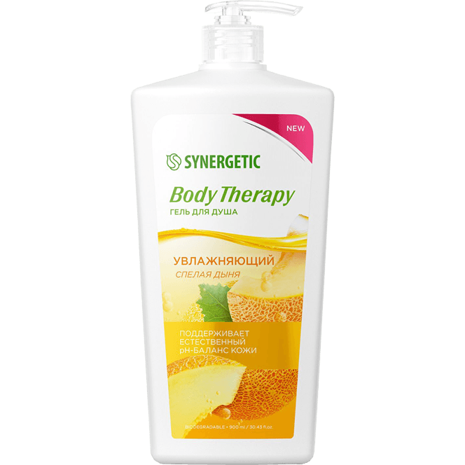 Гель для душа 900 мл SYNERGETIC Body Therapy, Спелая дыня 