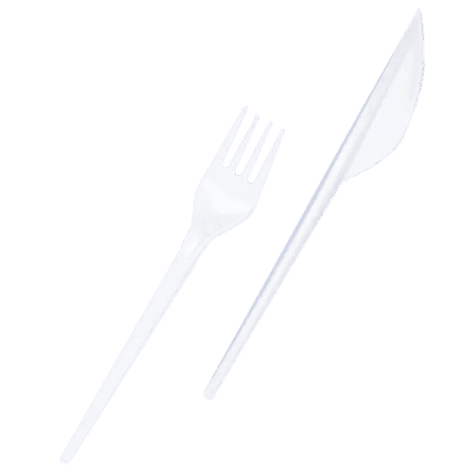 Набор одноразовой посуды: Вилка + Нож Премиум белые Интро