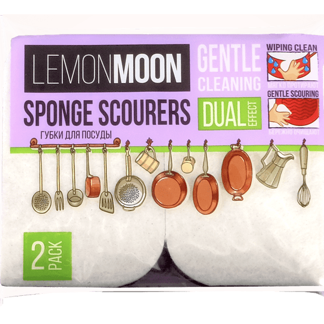 Губка для посуды Чистюля LEMON MOON RETRO Сканди 110*68*27 мм, вискоза + тефлон, деликатные (2 шт.упак)