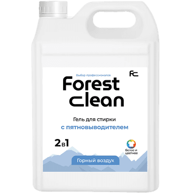 Гель для стирки белья 5 л "FOREST clean" с пятновыводителем канистра ЕВРО, концентрат, "Горный воздух"