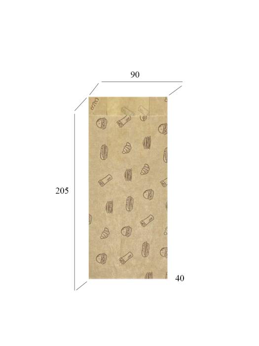 Пакет бумажный 205*90*40 КРАФТ, под шаурму, STREET FOOD V-дно 40г/м ЕСО