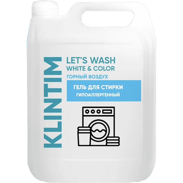 Гель- концентрат для стирки белья 5 л KLINTIM White&Color Горный воздух, Универсальный