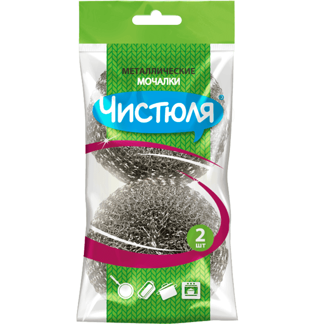 Мочалка "Чистюля" металлическая, плетеная, размер XL, 30г (2 шт.упак)