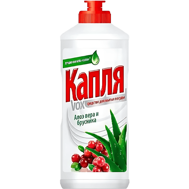 Средство для мытья посуды 500 мл "Капля VOX" Весна, Алоэ-вера и Брусника