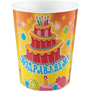 Набор бумажных стаканов 250 мл "Тортик" D-80 мм (6 шт.упак)