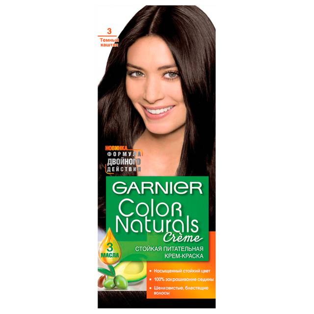 Крем-краска для волос "Garnier" Color Naturals, 3 Темный каштан