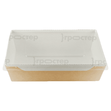Салатник бумажный 450 мл с прозрачной крышкой 114*82*55 мм ECO OpSalad, Крафт