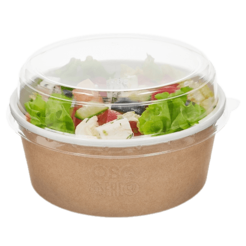 Контейнер/салатник/супница бумажный круглый 750 мл КРАФТ OSQ Round Bowl D-150 мм + крышка КОМПЛЕКТ