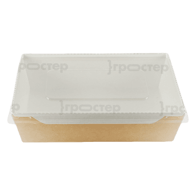 Салатник бумажный 1000 мл с прозрачной крышкой 200*140*55 мм OSQ OpSalad, Крафт