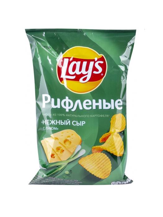 Чипсы "LAYS" 140 г ассортимент, Нежный сыр/лук рифленые