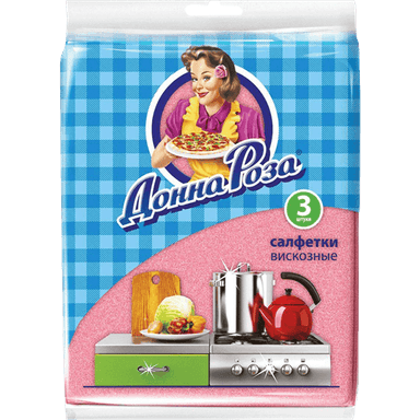 Салфетка вискозная 30*38 см "Донна Роза" 3 шт.уп